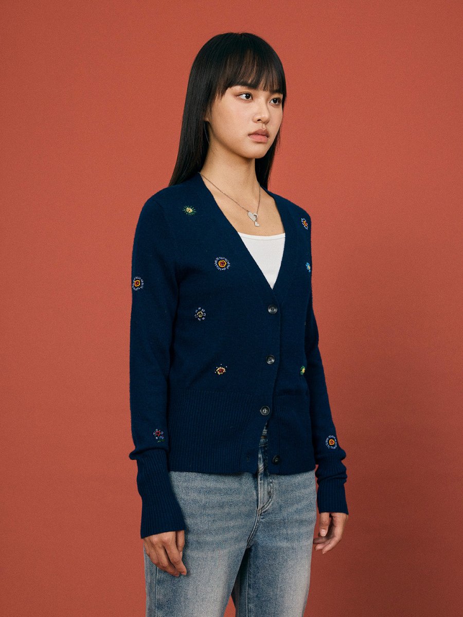 Beaded Charm Wool Cardigan - SHICCACHE