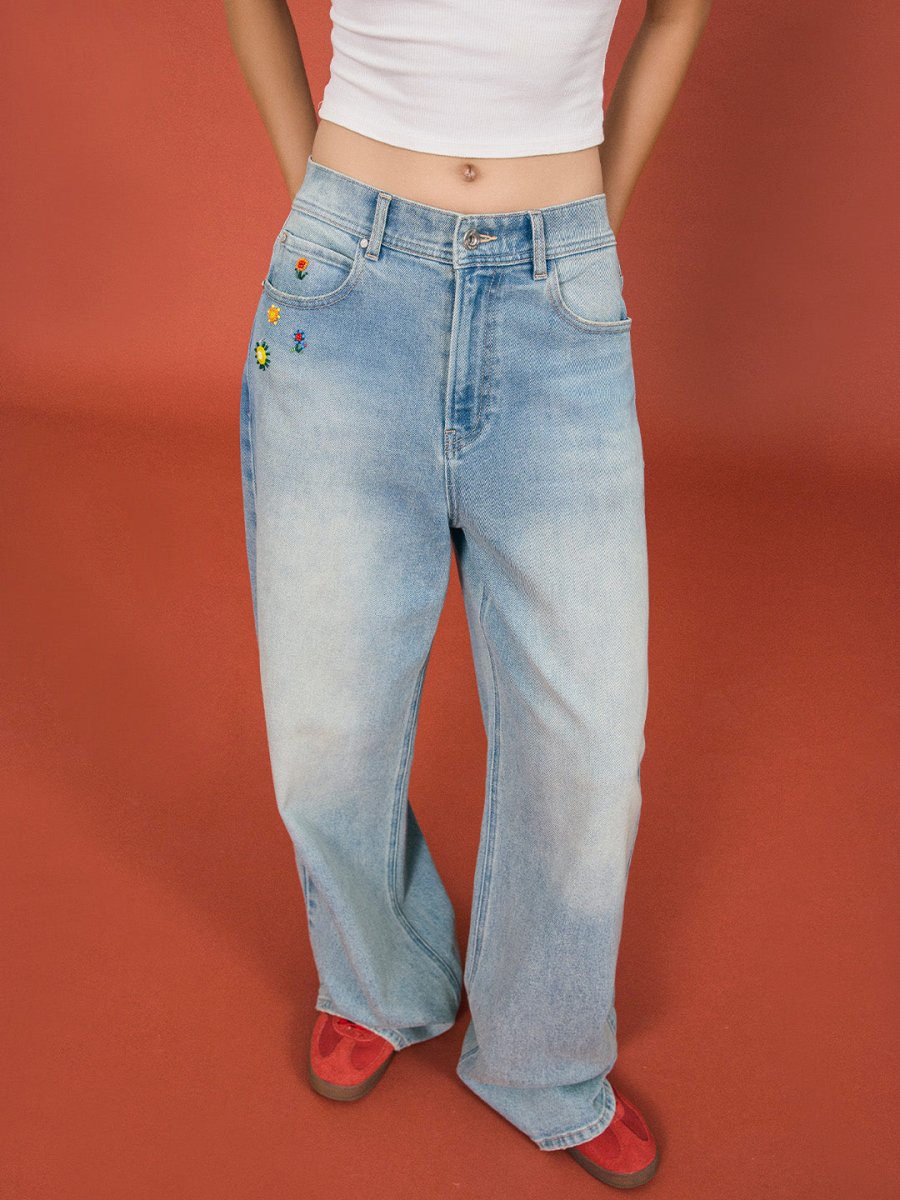 Beaded Floral Wide - Leg Pants - SHICCACHE