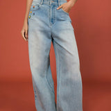 Beaded Floral Wide - Leg Pants - SHICCACHE