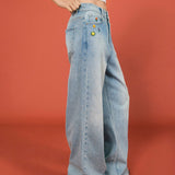 Beaded Floral Wide - Leg Pants - SHICCACHE