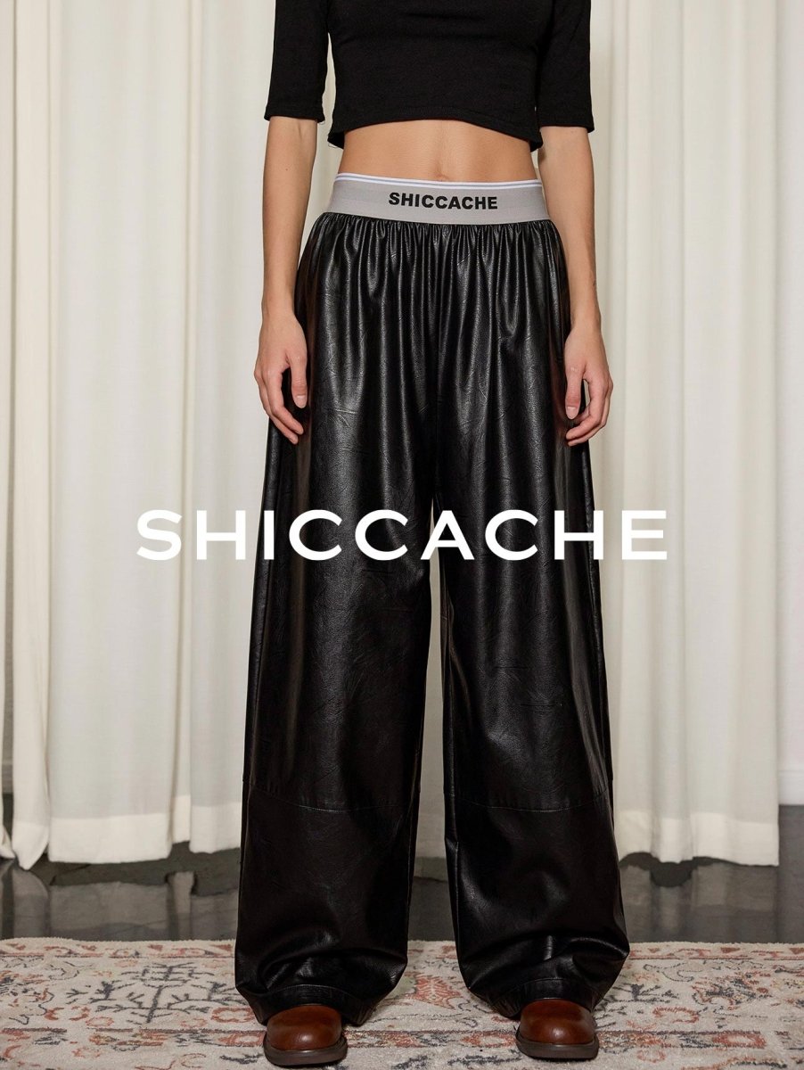Black Casual Leather Pants - SHICCACHE
