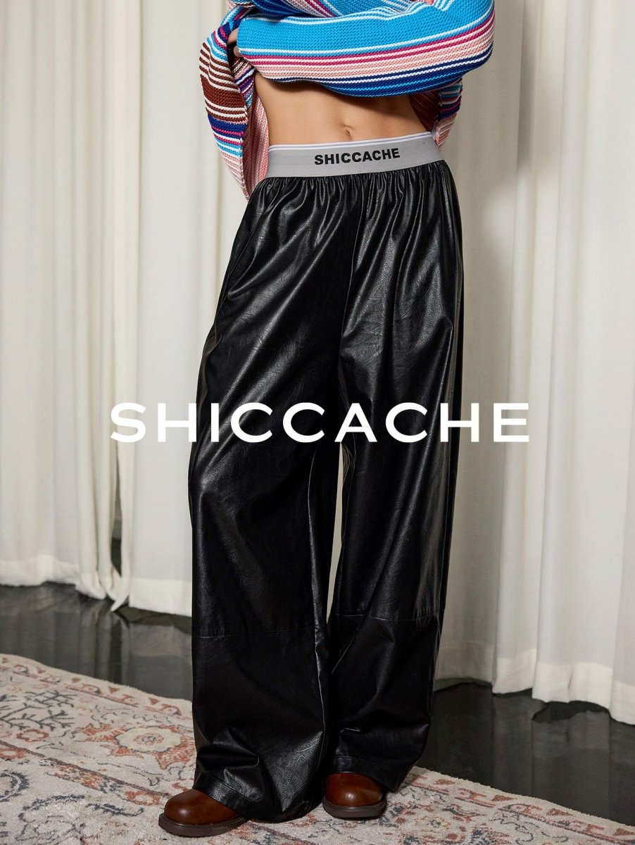 Black Casual Leather Pants - SHICCACHE