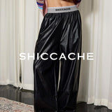 Black Casual Leather Pants - SHICCACHE