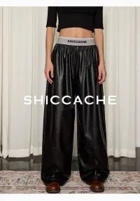 Black Casual Leather Pants - SHICCACHE
