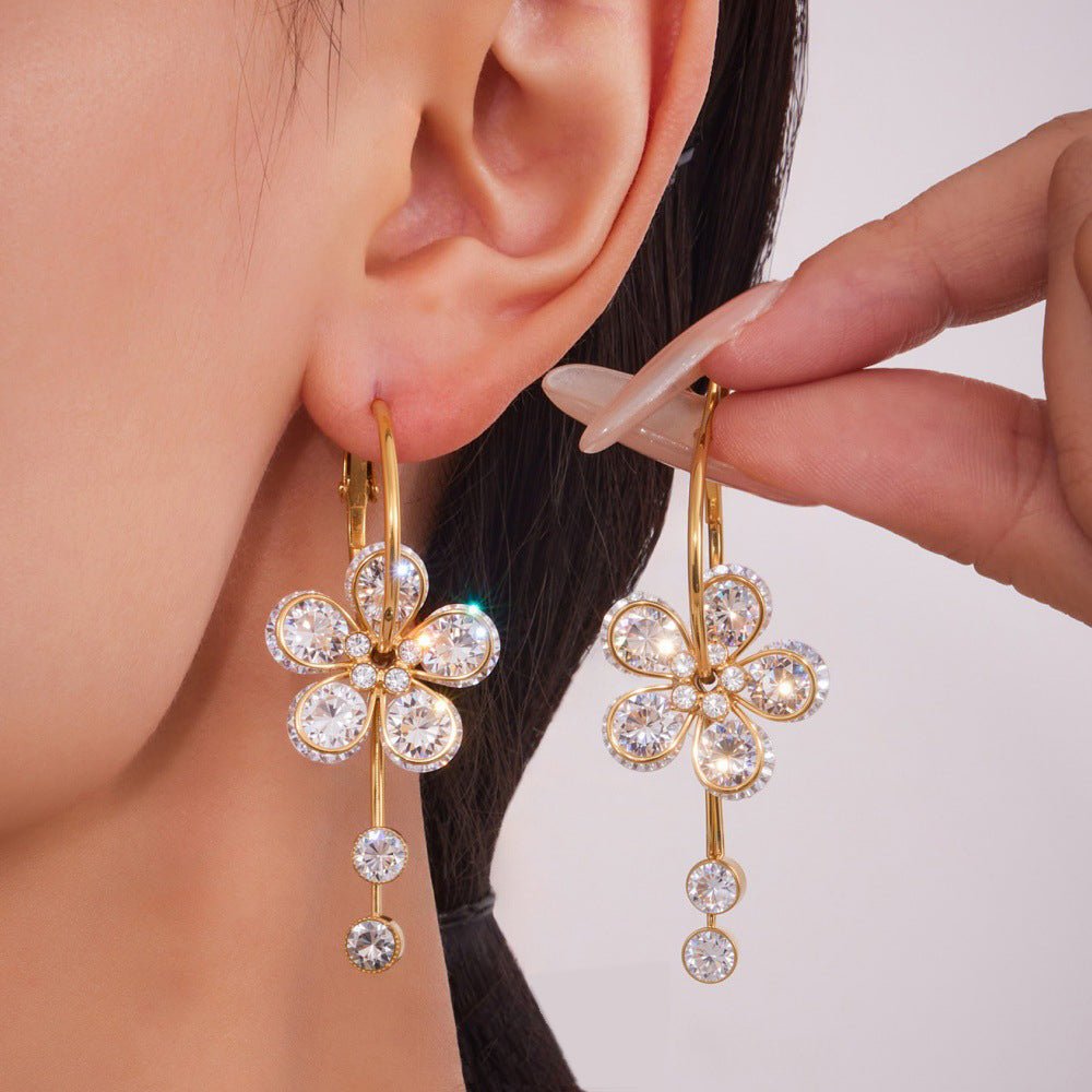 Blooming Zircon Drop Earrings - SHICCACHE