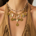Boho Luxe Coin Pendant Layered Necklace - SHICCACHE