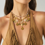 Boho Luxe Coin Pendant Layered Necklace - SHICCACHE