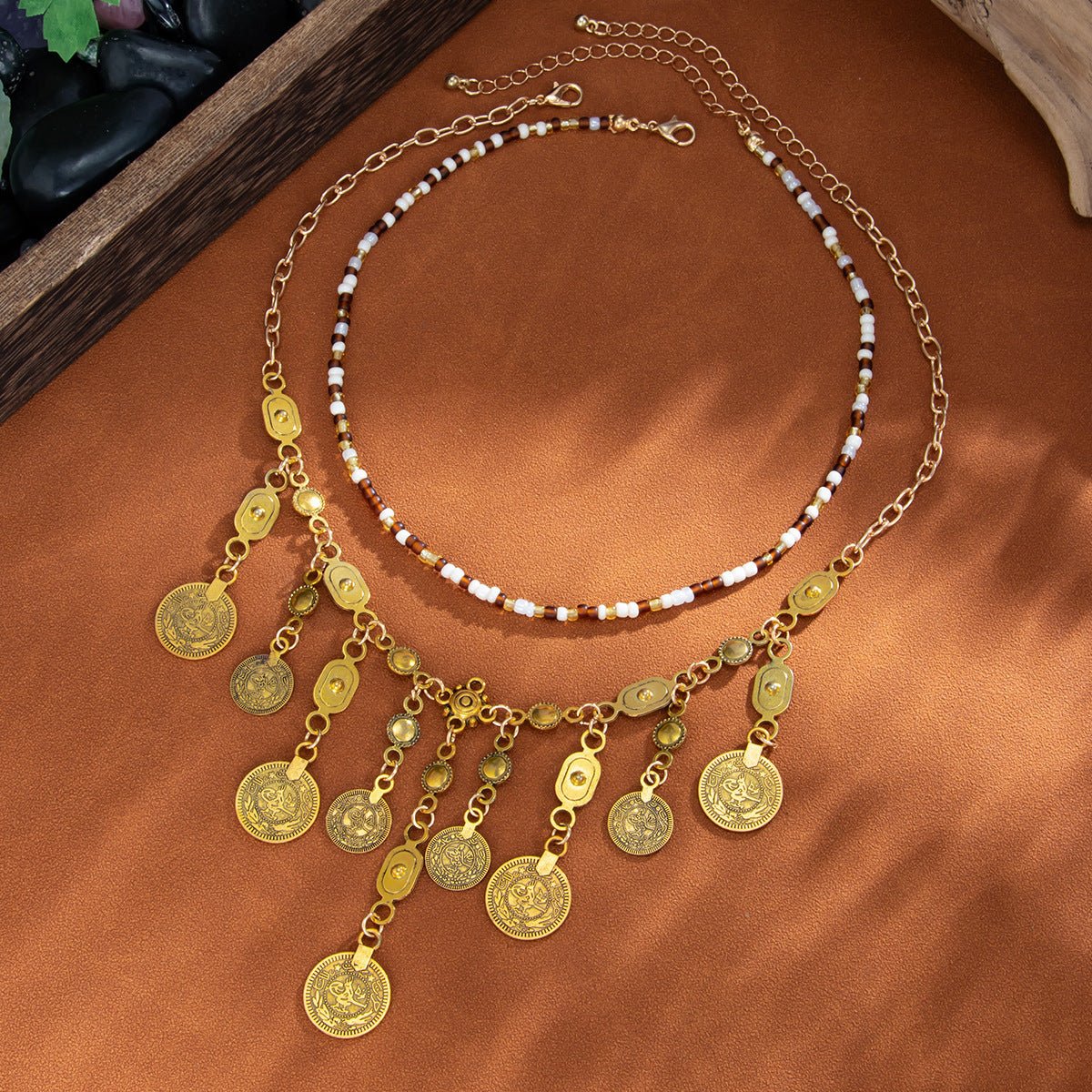Boho Luxe Coin Pendant Layered Necklace - SHICCACHE