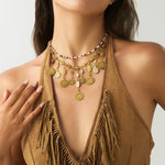Boho Luxe Coin Pendant Layered Necklace - SHICCACHE