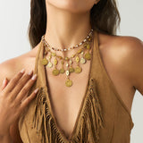 Boho Luxe Coin Pendant Layered Necklace - SHICCACHE