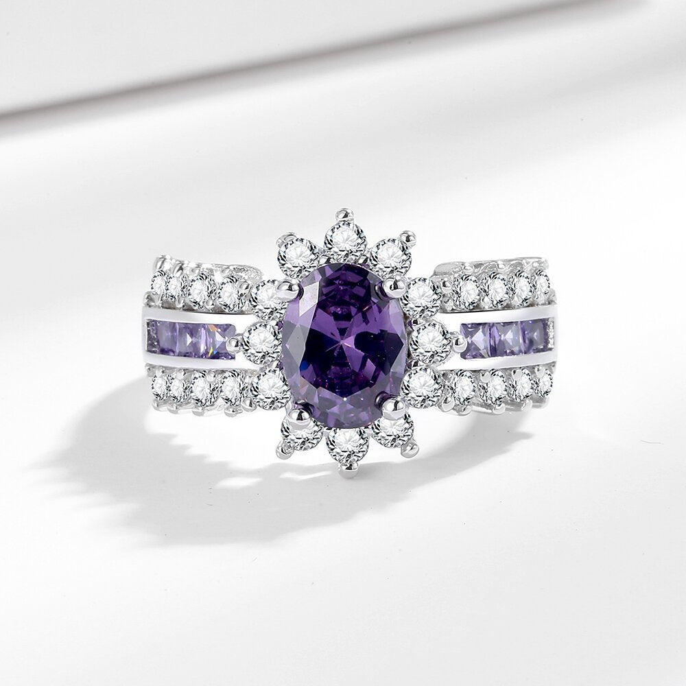 Celestial Amethyst Halo Ring - SHICCACHE