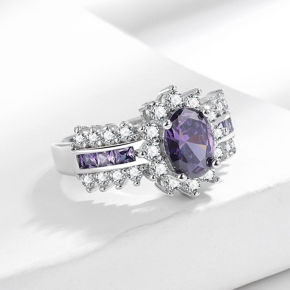 Celestial Amethyst Halo Ring - SHICCACHE