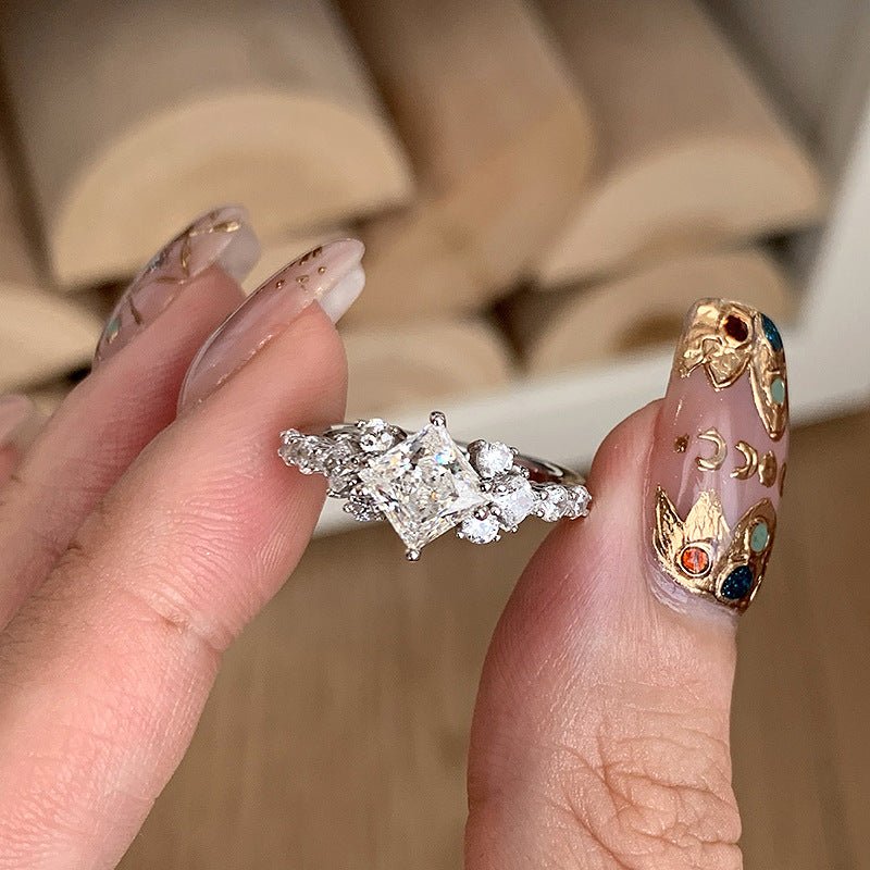 Celestial Crown Princess Cut Ring - SHICCACHE