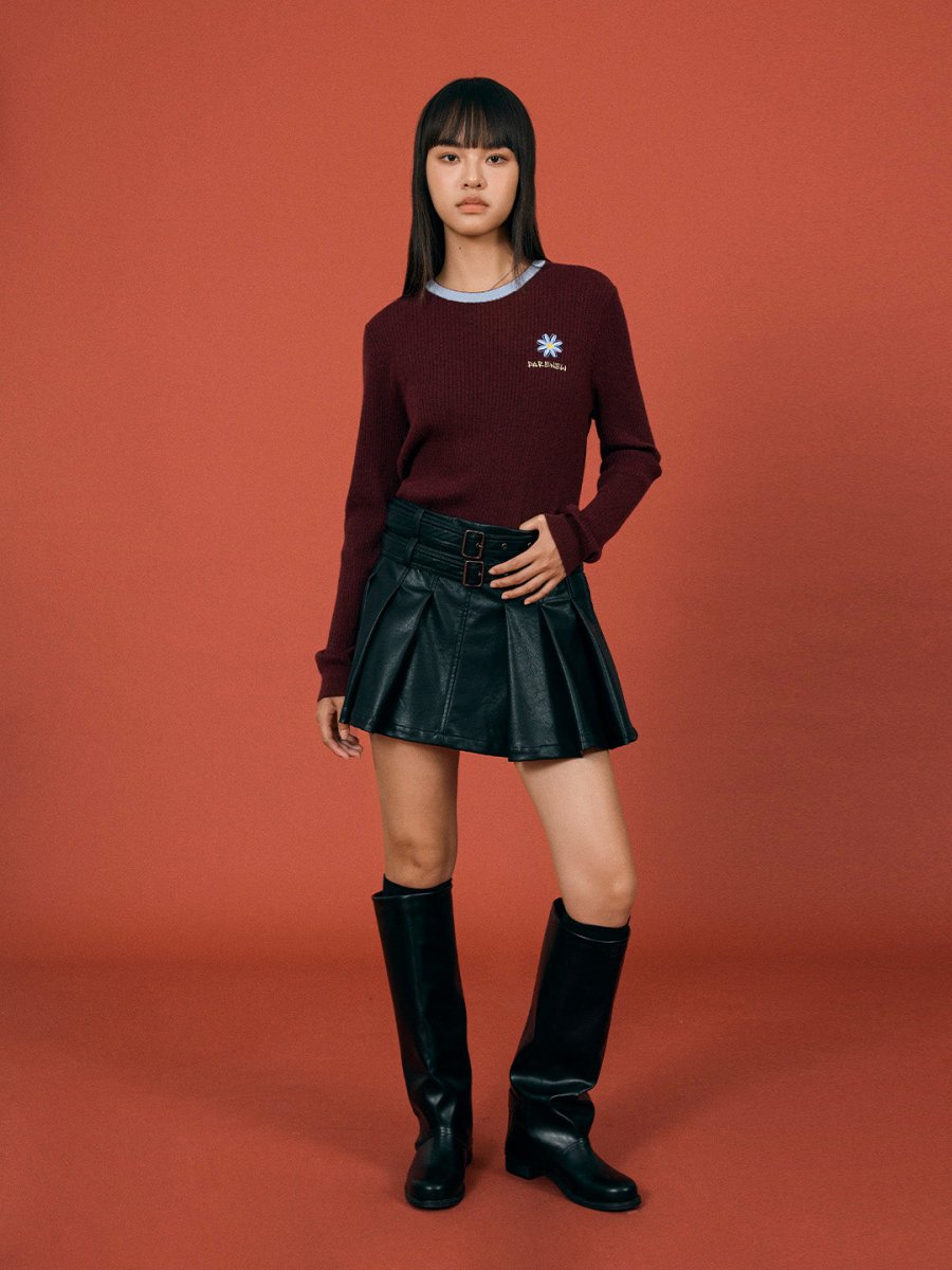 Colorblock Embroidered Knit Sweater - SHICCACHE