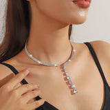 Crystal Cascade Y - Drop Necklace - SHICCACHE