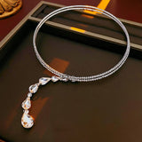 Crystal Cascade Y - Drop Necklace - SHICCACHE