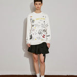 Doodle Print Long Sleeve Tee - SHICCACHE