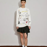 Doodle Print Long Sleeve Tee - SHICCACHE
