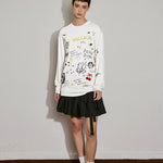 Doodle Print Long Sleeve Tee - SHICCACHE