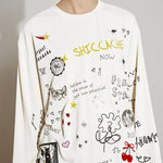 Doodle Print Long Sleeve Tee - SHICCACHE