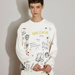 Doodle Print Long Sleeve Tee - SHICCACHE