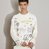 Doodle Print Long Sleeve Tee - SHICCACHE
