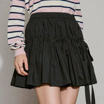 Drawstring Charm Ruffle Mini Skirt - SHICCACHE