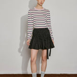 Drawstring Charm Ruffle Mini Skirt - SHICCACHE