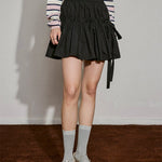 Drawstring Charm Ruffle Mini Skirt - SHICCACHE