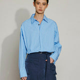 Effortless Edge Striped Shirt Dress - SHICCACHE