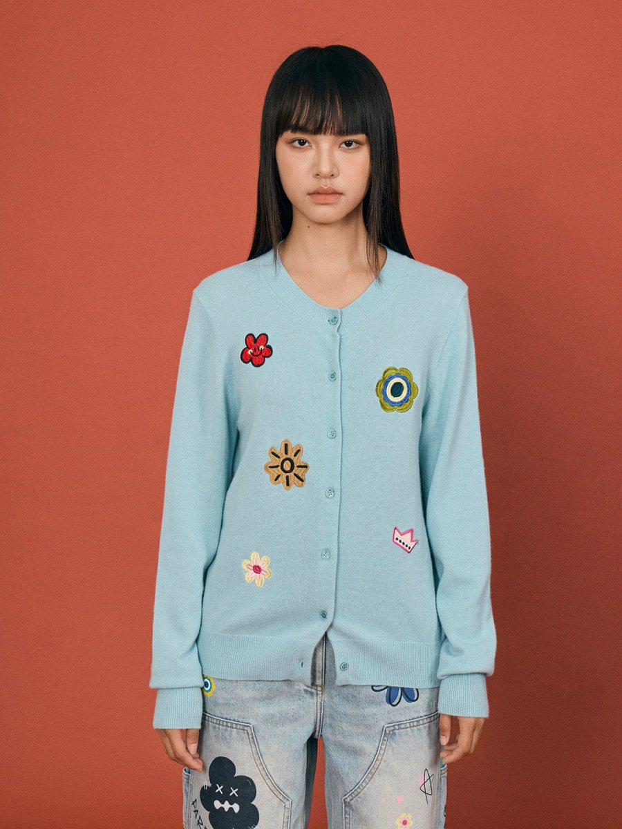 Embroidered Knitted Cardigan - SHICCACHE