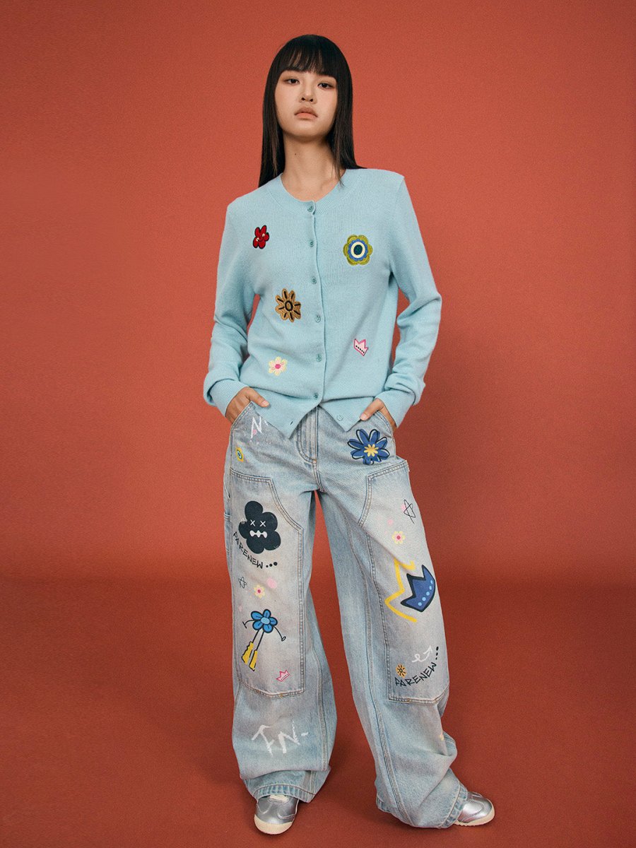 Embroidered Knitted Cardigan - SHICCACHE