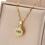 Evil Eye Sunburst Pendant Necklace - SHICCACHE