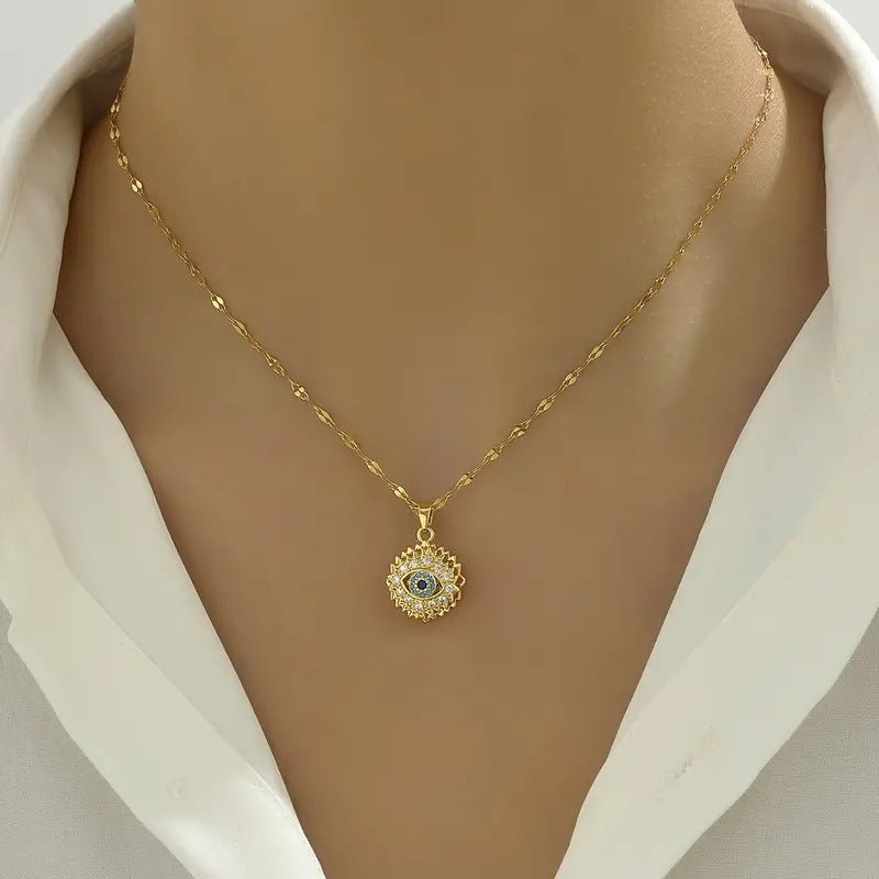 Evil Eye Sunburst Pendant Necklace - SHICCACHE