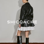 Faux Leather Belted Jacket Dress - SHICCACHE