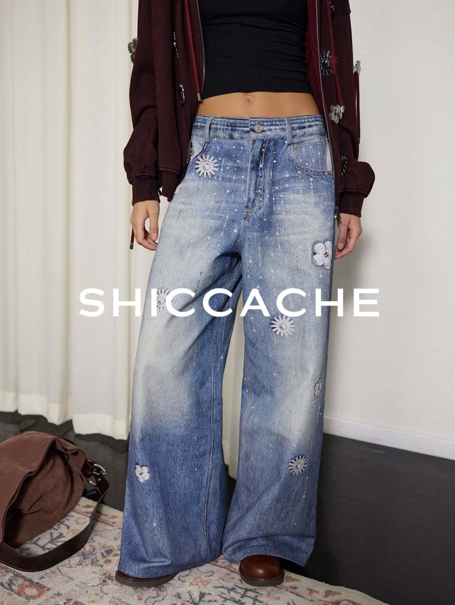 floral print jeans - SHICCACHE