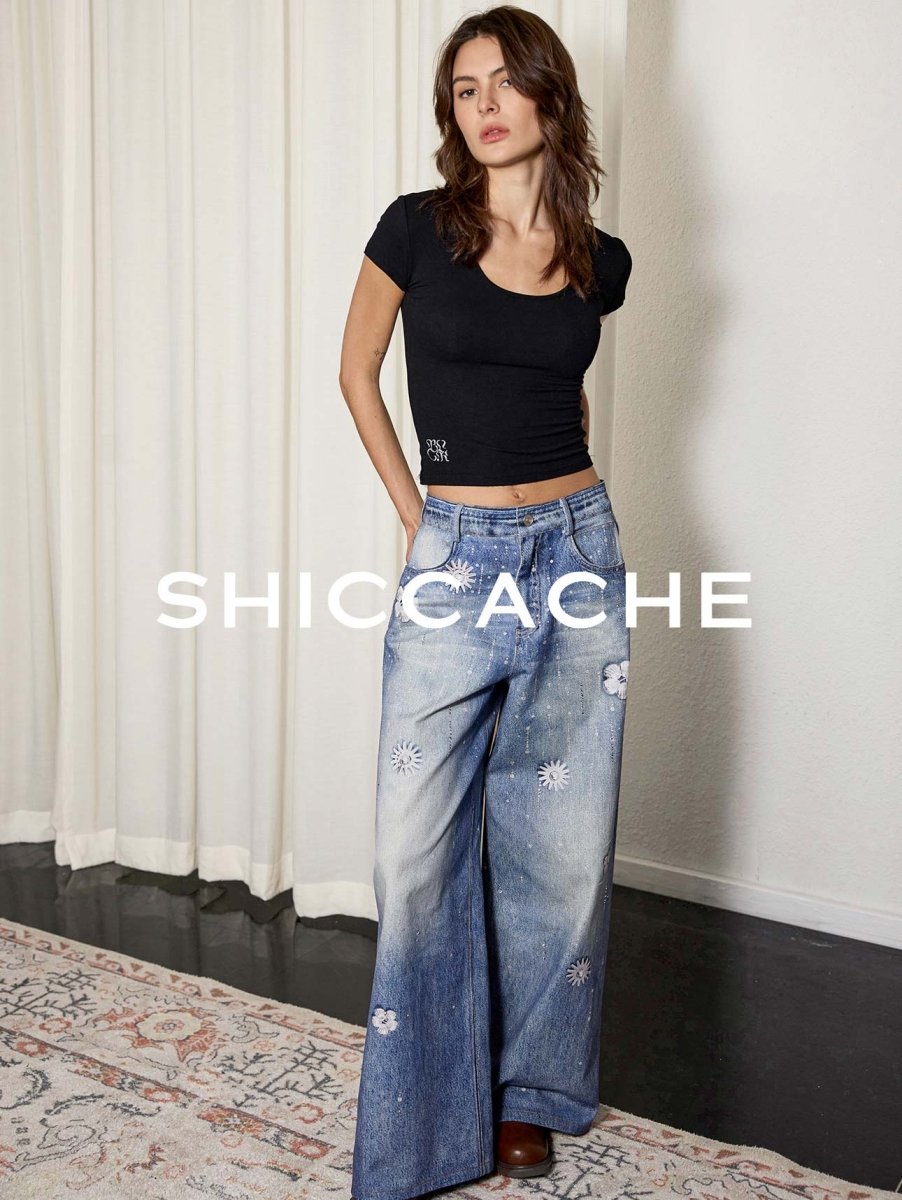 floral print jeans - SHICCACHE