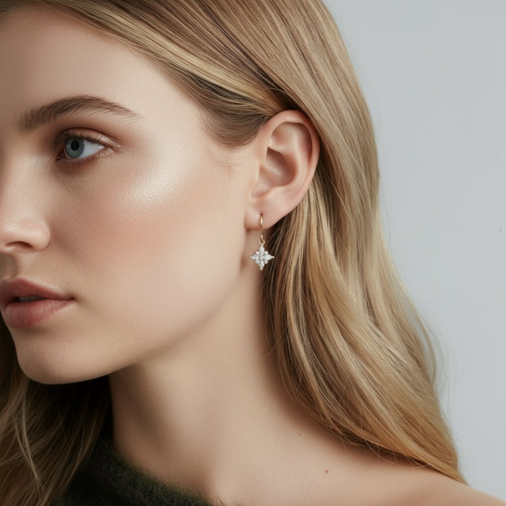 Golden Crystal Star Earrings - SHICCACHE