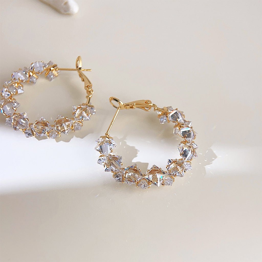 Golden Halo Zircon Hoop Earrings - SHICCACHE