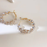 Golden Halo Zircon Hoop Earrings - SHICCACHE