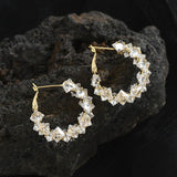 Golden Halo Zircon Hoop Earrings - SHICCACHE