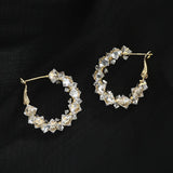 Golden Halo Zircon Hoop Earrings - SHICCACHE