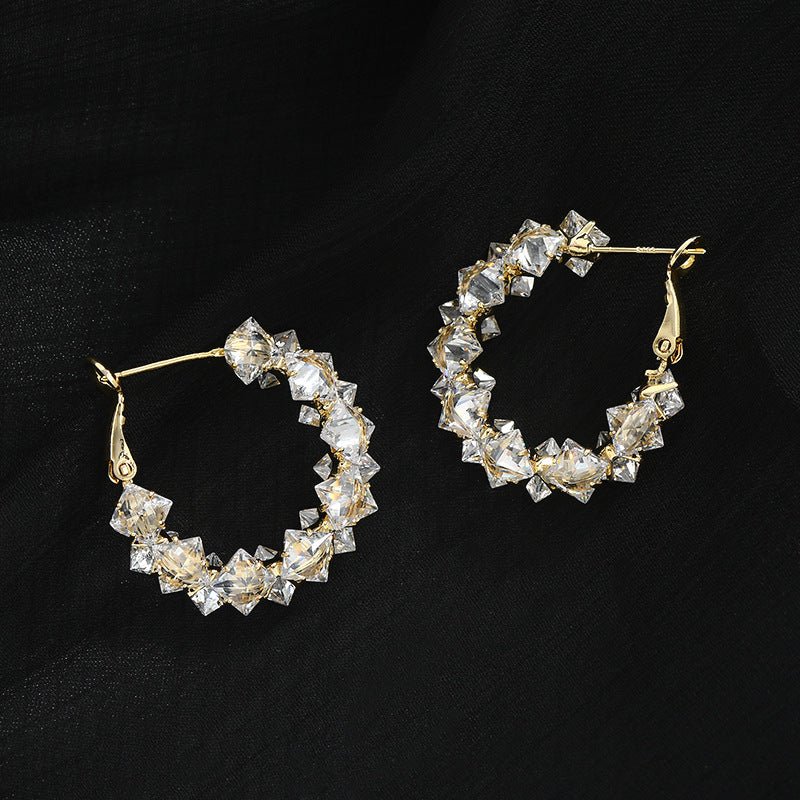 Golden Halo Zircon Hoop Earrings - SHICCACHE