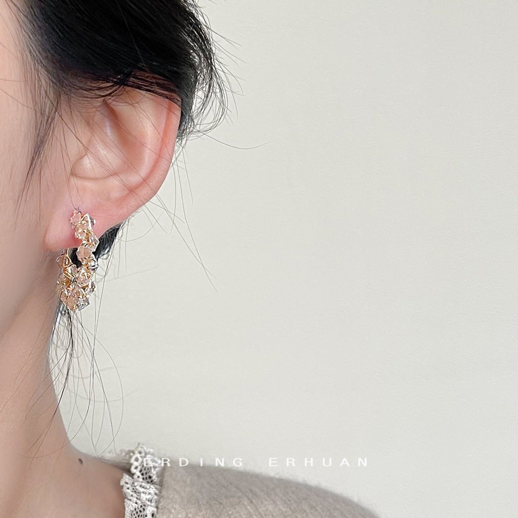 Golden Halo Zircon Hoop Earrings - SHICCACHE