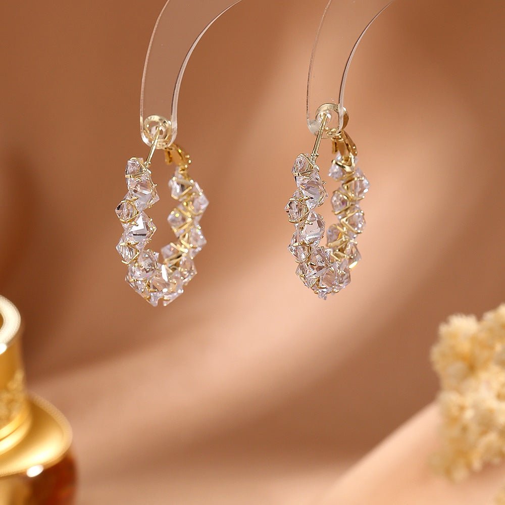 Golden Halo Zircon Hoop Earrings - SHICCACHE