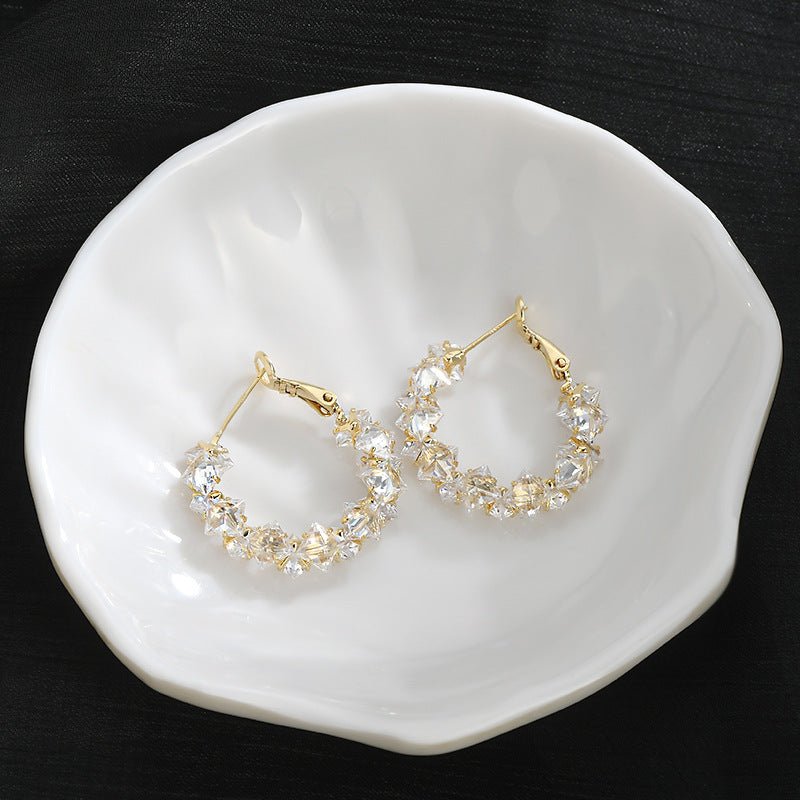 Golden Halo Zircon Hoop Earrings - SHICCACHE
