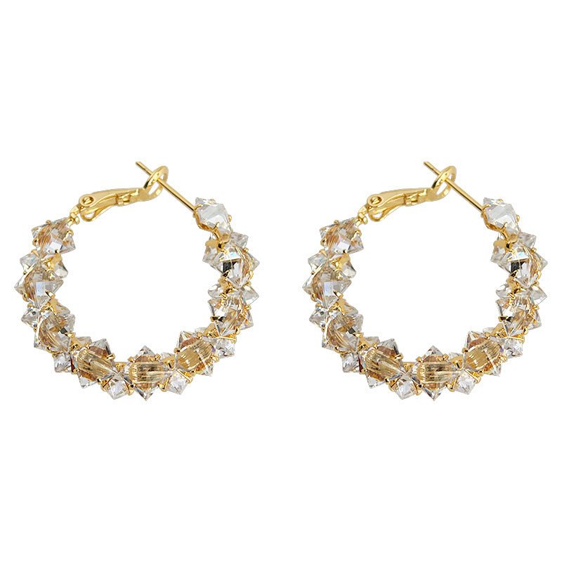 Golden Halo Zircon Hoop Earrings - SHICCACHE