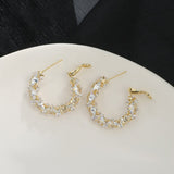 Golden Halo Zircon Hoop Earrings - SHICCACHE