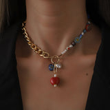 Golden Heart Mosaic Necklace - SHICCACHE