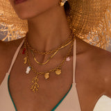 Golden Ocean Charm Necklace - SHICCACHE